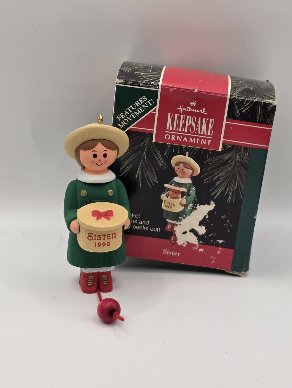 Hallmark Keepsake Sister Ornament in Green, Red, Cream